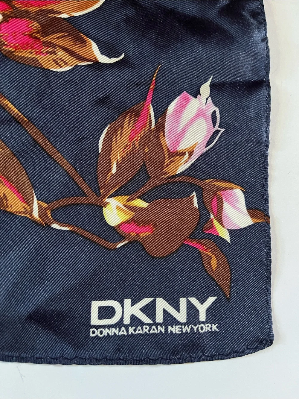 Donna Karan Rectangular Floral Silk Scarf